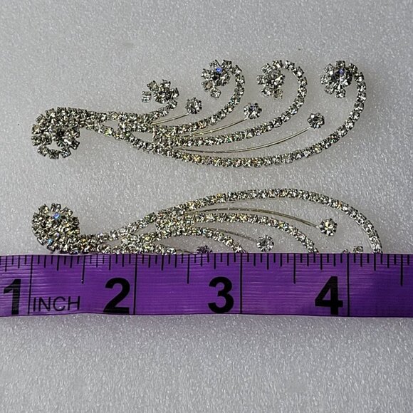 Silver Tone Crystal Tassel Earrings Bridal Chandelier Earrings - Picture 5 of 10